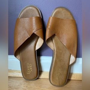 Franco Sarto Brown Leather Slide Sandals